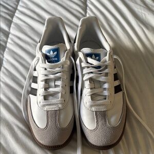 Adidas Sambas OG White and Black trainers with Blue Logo
